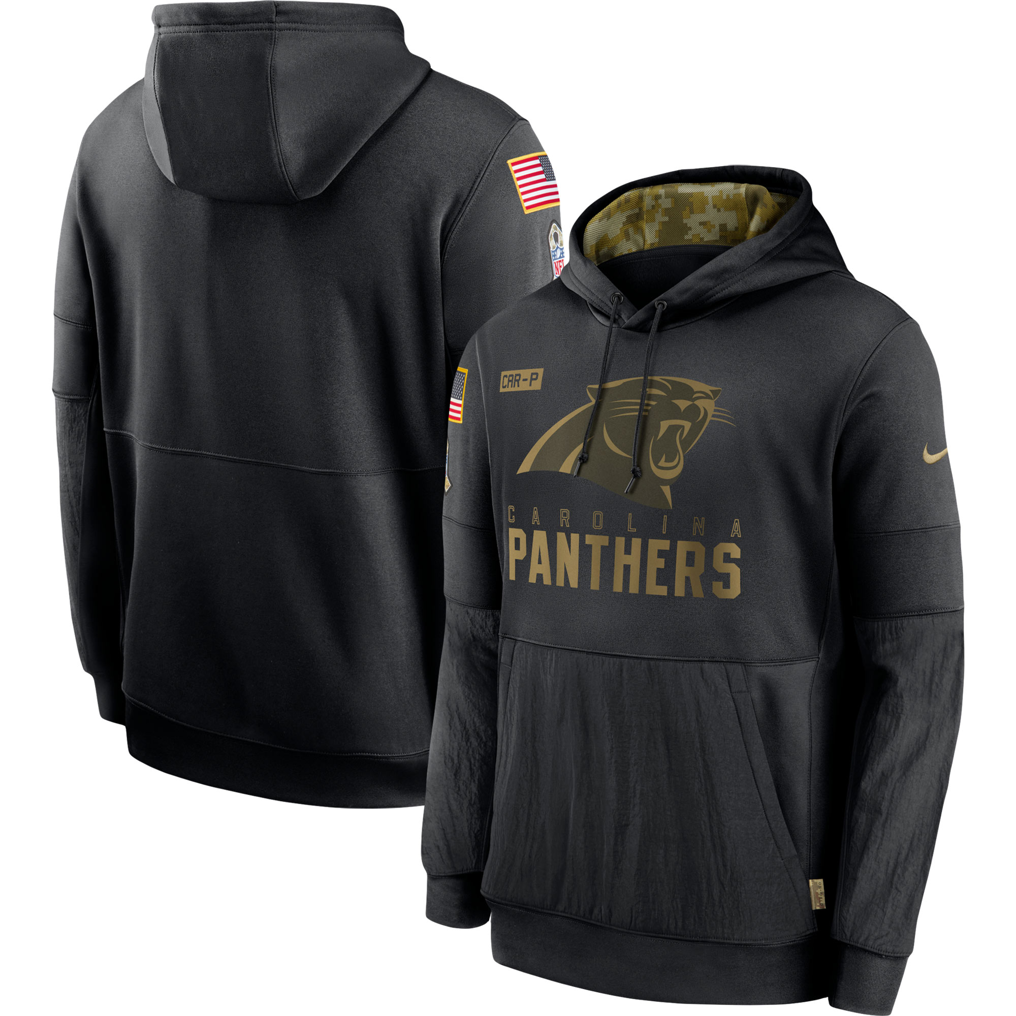Men's Nike Black Carolina Panthers Salute to Service Sideline Performance Pullover Hoodie