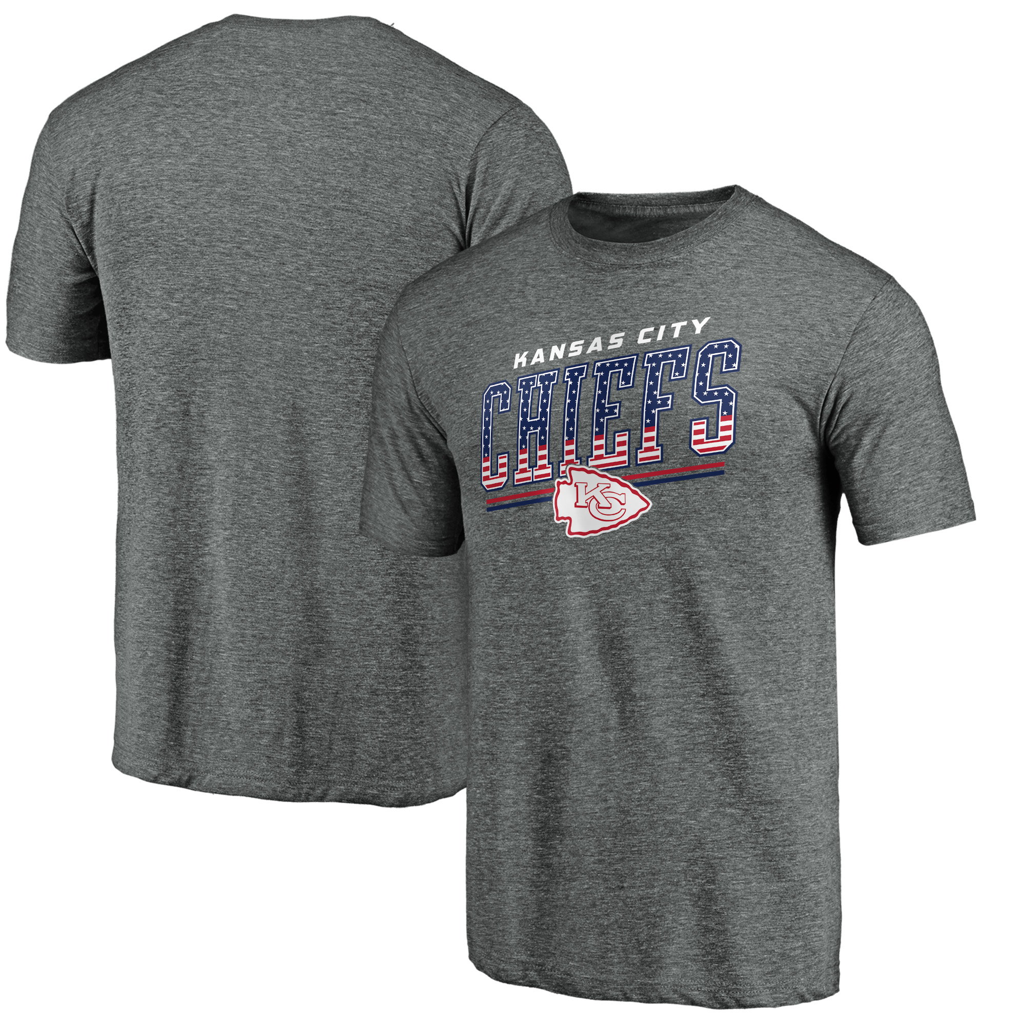 Men's Gray Kansas City Chiefs Team Freedom Tri-Blend T-Shirt - Image 2