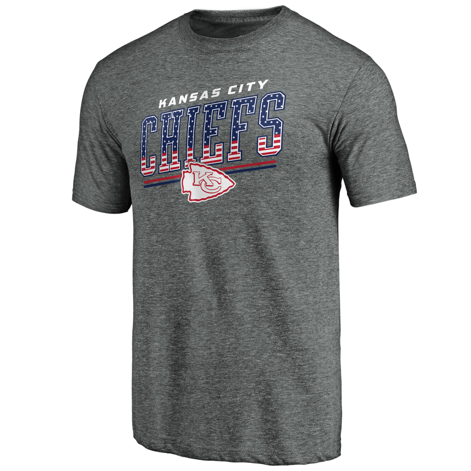 Men's Gray Kansas City Chiefs Team Freedom Tri-Blend T-Shirt - Image 6