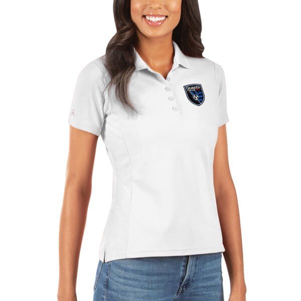 Women's Antigua White San Jose Earthquakes Legacy Pique Polo