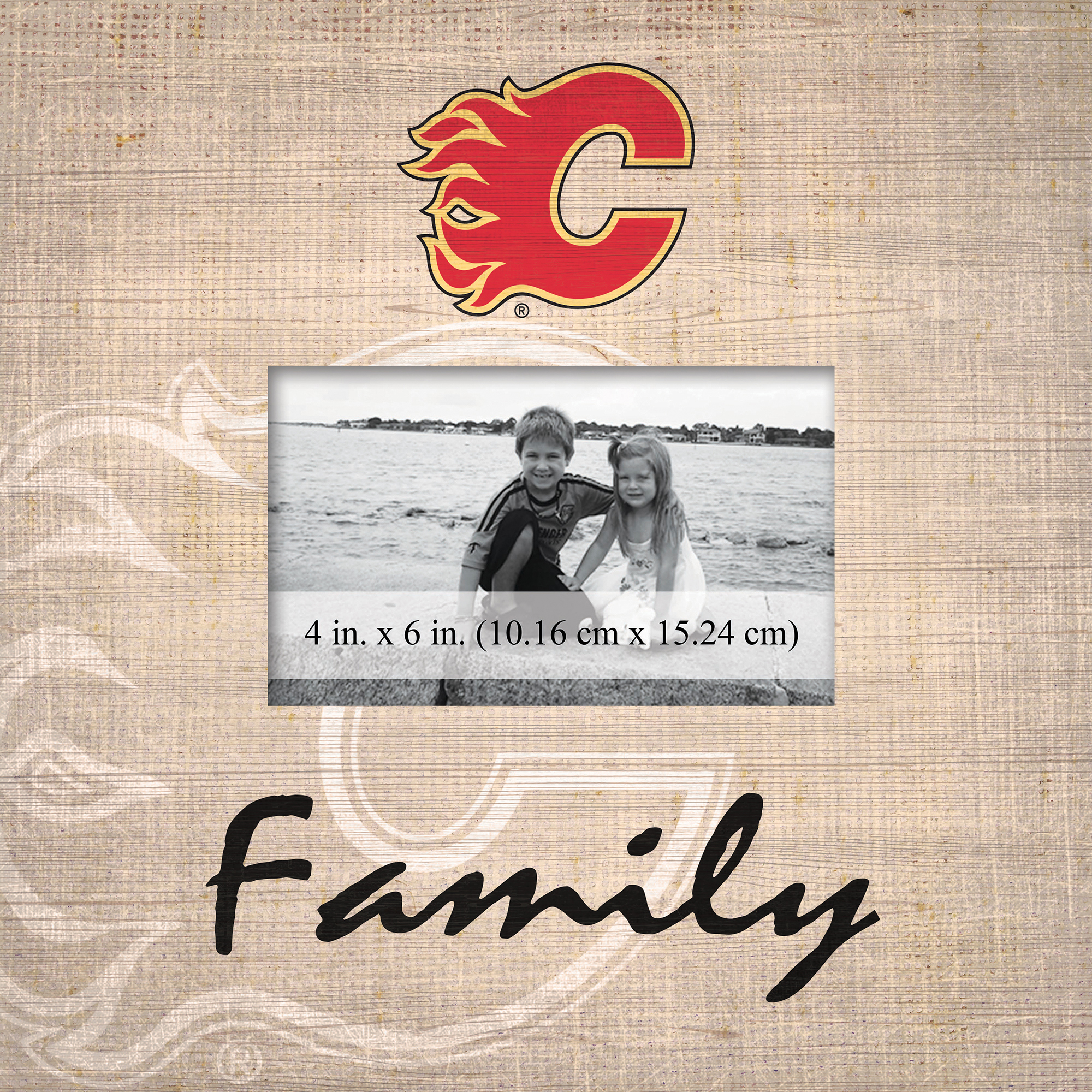 Calgary Flames 10'' x 10'' Burlap Pattern Frame