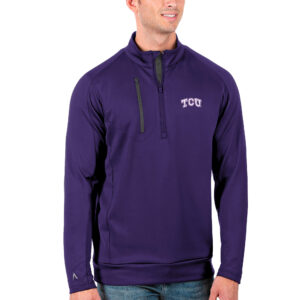 Men's Antigua Purple/Charcoal TCU Horned Frogs Generation Half-Zip Pullover Jacket