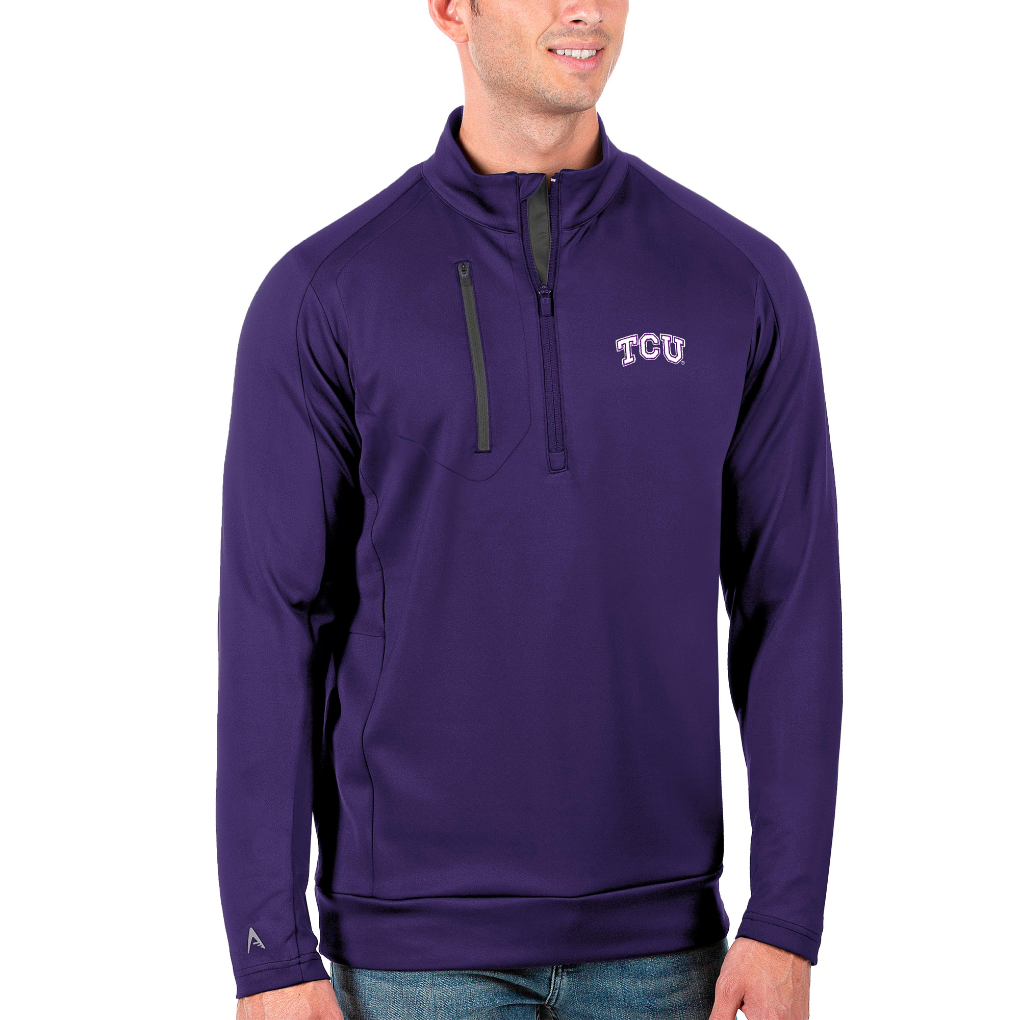 Men's Antigua Purple/Charcoal TCU Horned Frogs Generation Half-Zip Pullover Jacket