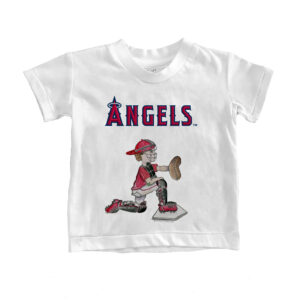 Toddler Tiny Turnip White Los Angeles Angels Caleb the Catcher T-Shirt