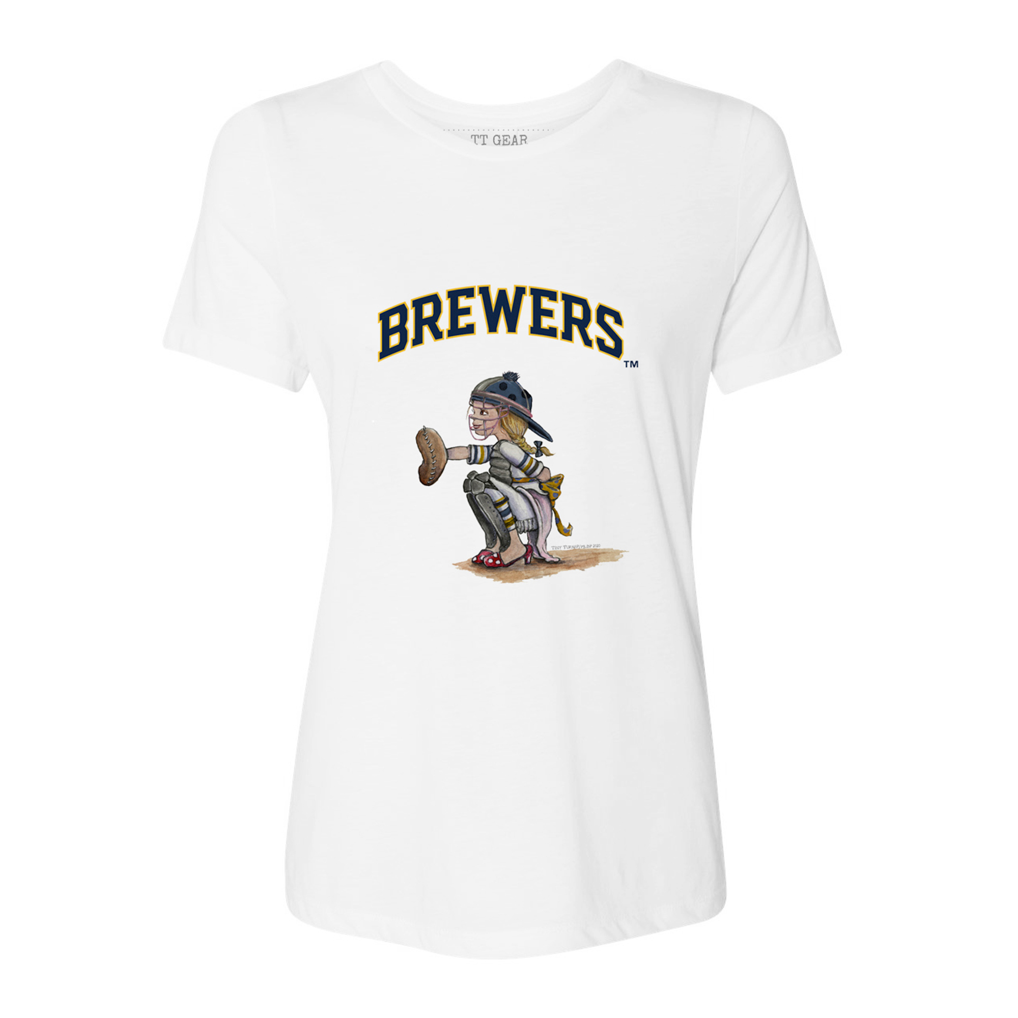 Women's Tiny Turnip White Milwaukee Brewers Kate the Catcher T-Shirt