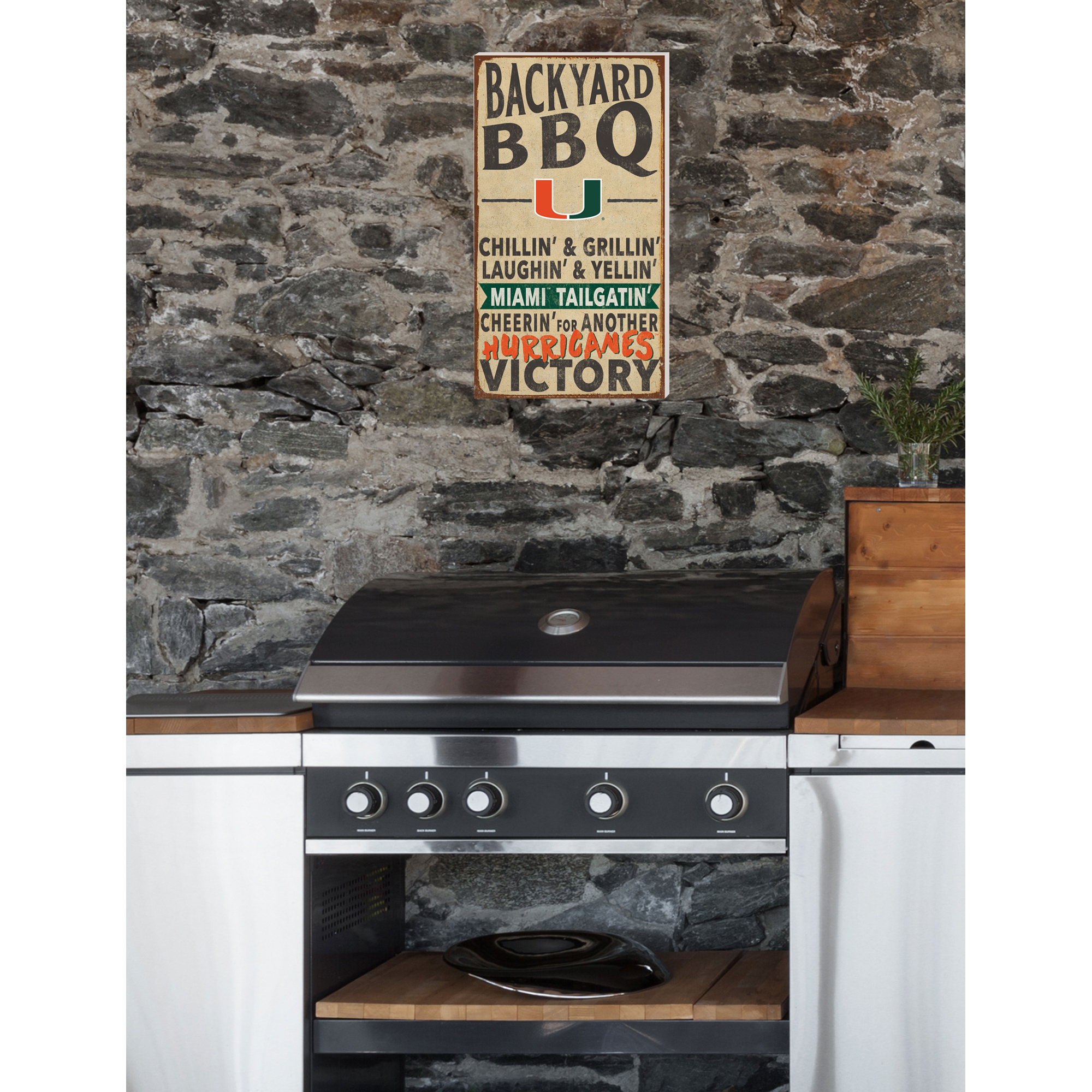 Miami Hurricanes 11'' x 20'' Indoor/Outdoor BBQ Sign - Image 3