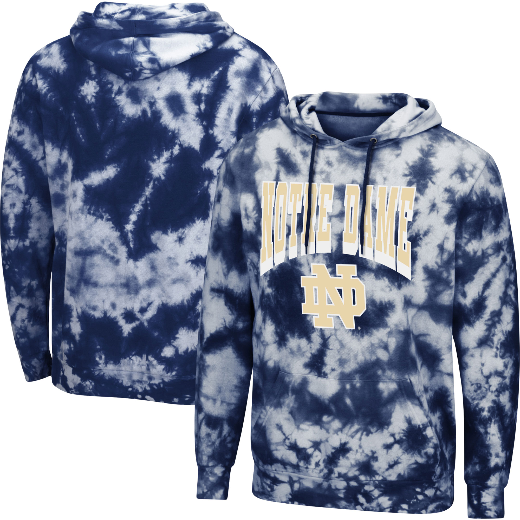 Men's Colosseum Navy Notre Dame Fighting Irish Fanatic Tie-Dye Pullover Hoodie - Image 8