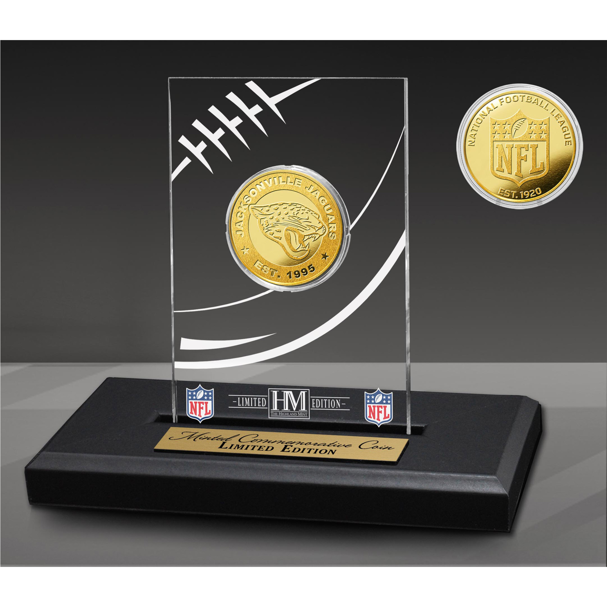 Highland Mint Jacksonville Jaguars Acrylic Gold Coin Desk Top Display