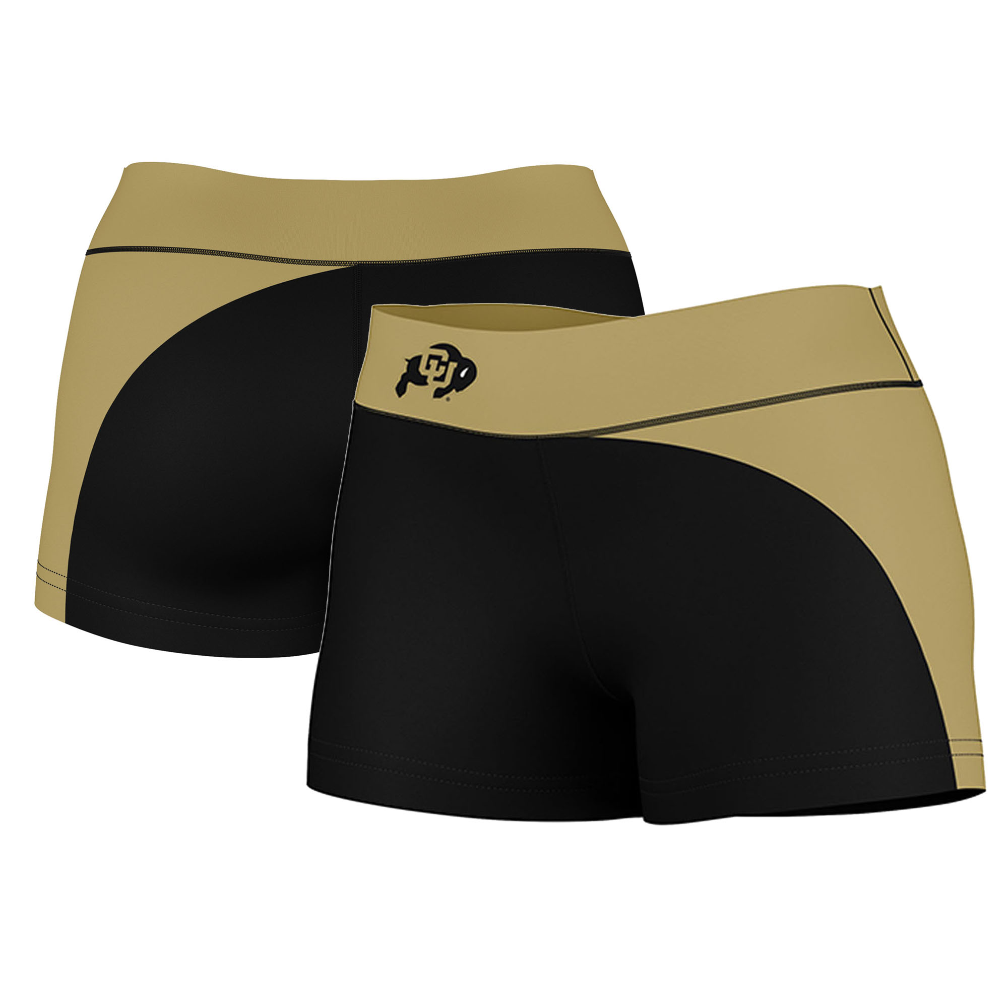 Women's Black/Gold Colorado Buffaloes Plus Size Curve Side Shorts - Image 2