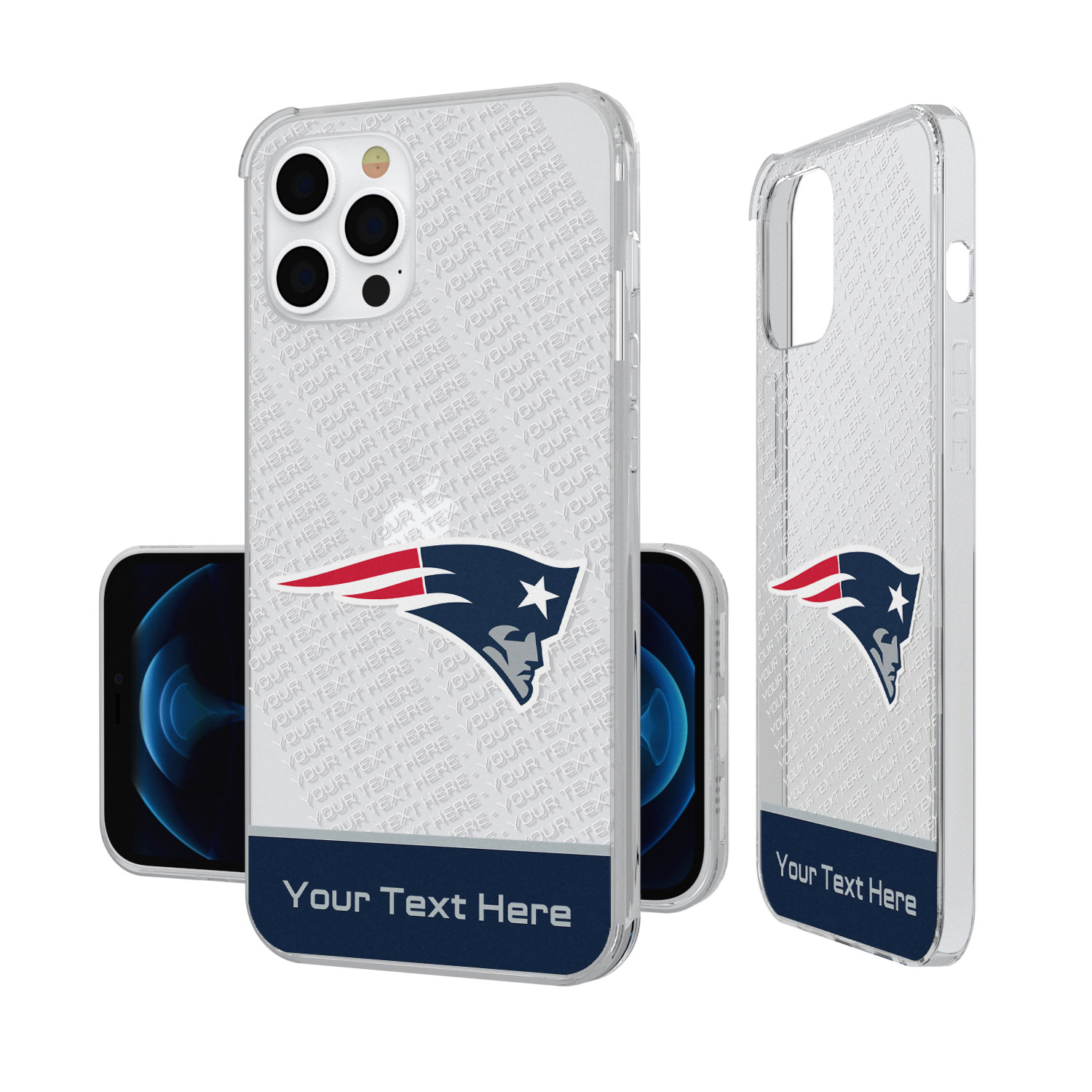 New England Patriots Personalized Endzone Plus Design iPhone Clear Case