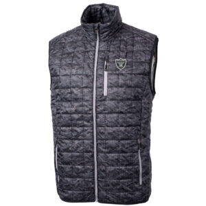 Men's Cutter & Buck Black Las Vegas Raiders Rainier Printed Full-Zip Puffer Vest