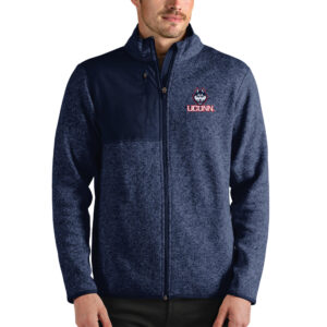Men's Antigua Heathered Navy UConn Huskies Fortune Full-Zip Jacket