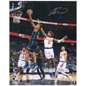 Jalen Suggs Orlando Magic Autographed 16'' x 20'' Black Jersey Layup Photograph
