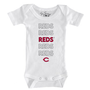 Infant Tiny Turnip White Cincinnati Reds Stacked Bodysuit