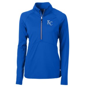 Women's Cutter & Buck Royal Kansas City Royals Adapt Eco Knit Stretch Half-Zip Pullover Top