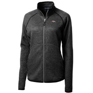 Women's Cutter & Buck Heathered Charcoal Denver Broncos Mainsail Sweater-Knit Full-Zip Jacket