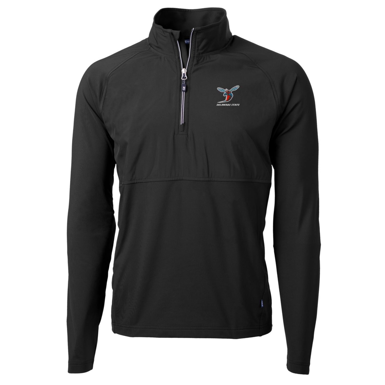 Men's Cutter & Buck Black Delaware State Hornets Adapt Eco Knit Hybrid Recycled Quarter-Zip Pullover Top