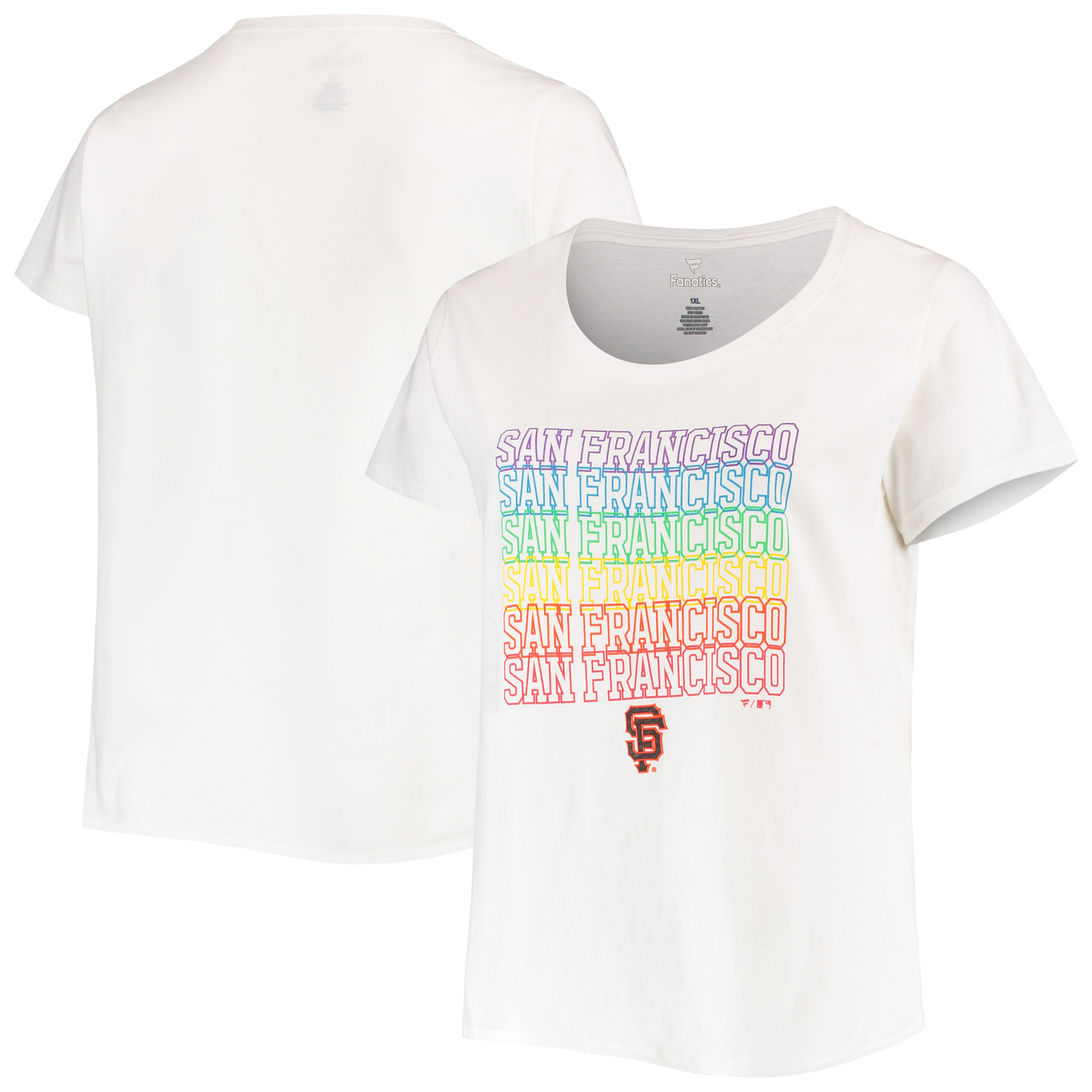 Women's White San Francisco Giants Plus Size Pride Scoop Neck T-Shirt - Image 2