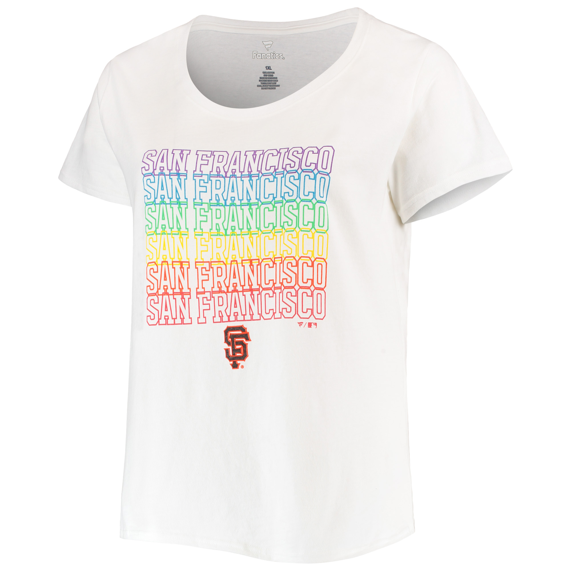 Women's White San Francisco Giants Plus Size Pride Scoop Neck T-Shirt - Image 6