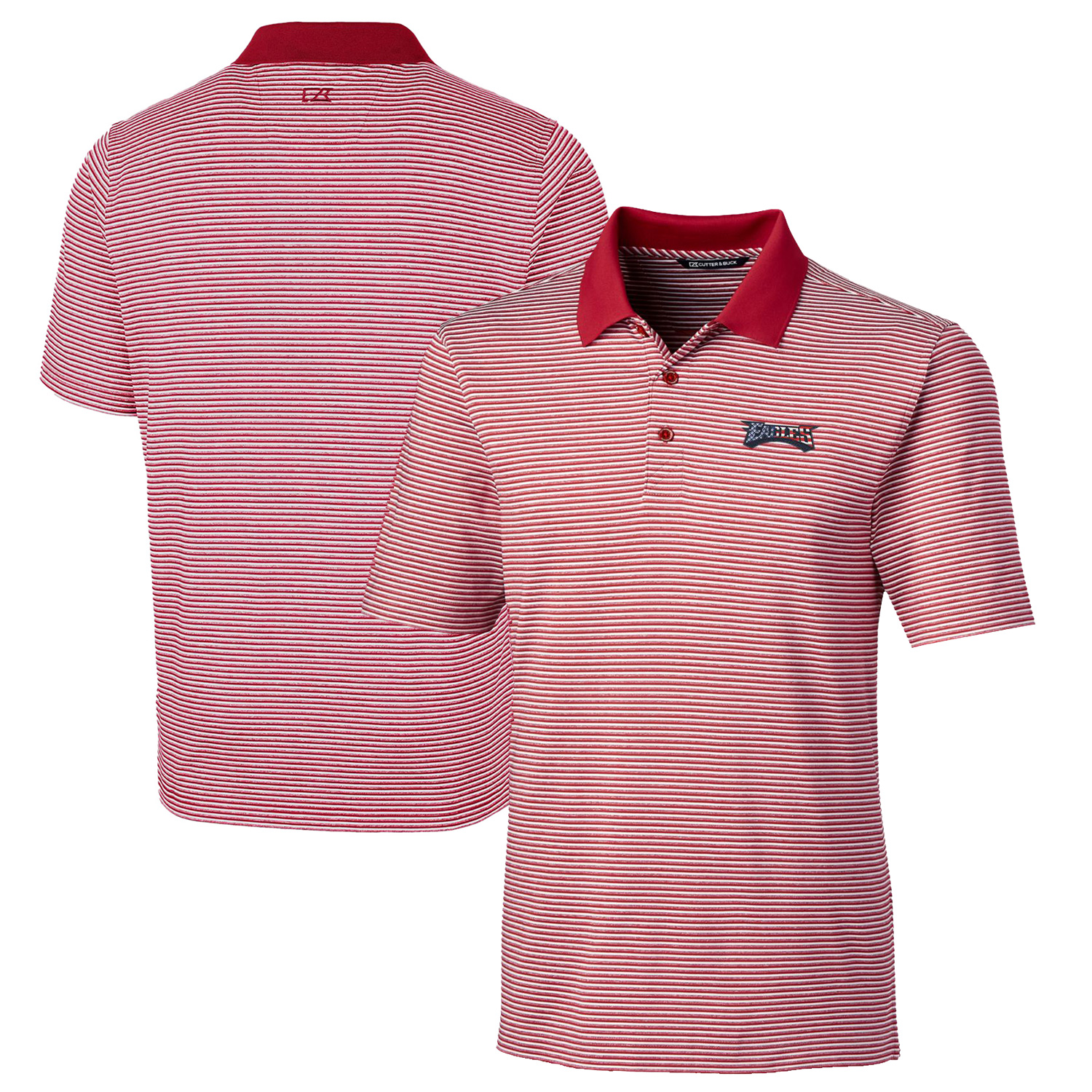 Men's Cutter & Buck Cardinal Philadelphia Eagles Team Forge Tonal Stripe Stretch Polo
