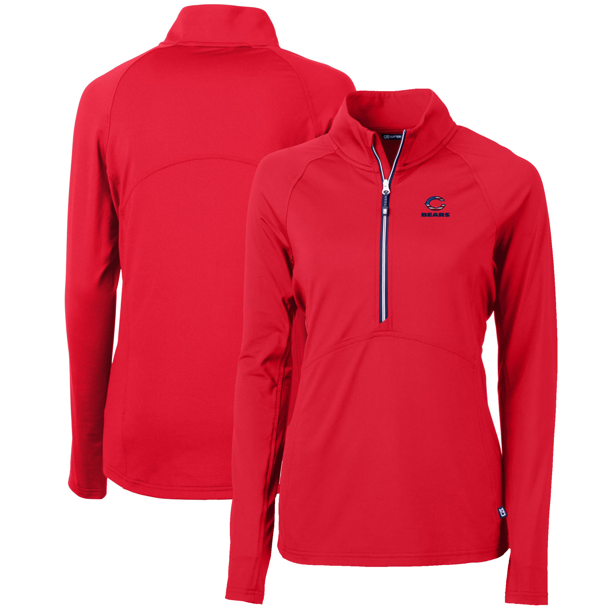 Women's Cutter & Buck Red Chicago Bears Adapt Eco Knit Stretch Recycled Half-Zip Pullover Top