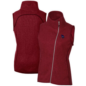 Women's Cutter & Buck Heathered Red Minnesota Vikings Mainsail Full-Zip Vest
