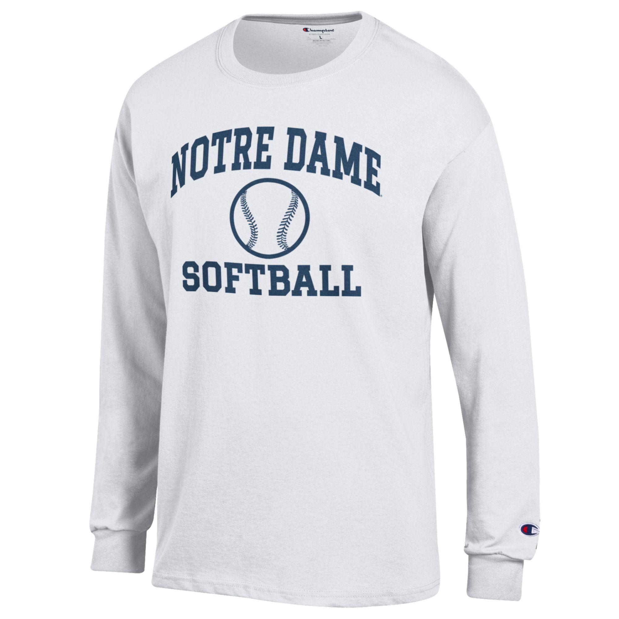 Men's Champion White Notre Dame Fighting Irish Softball Icon Long Sleeve T-Shirt - Image 6