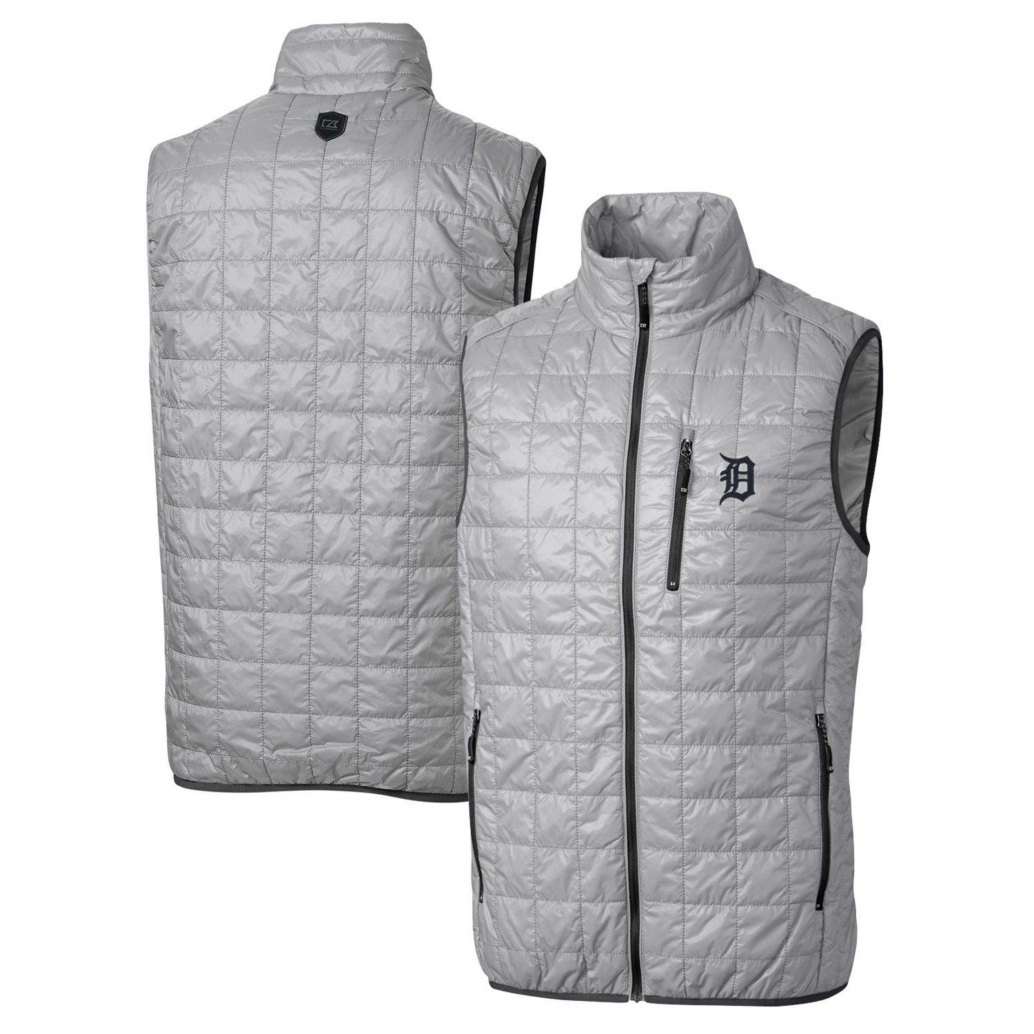 Men's Cutter & Buck Gray Detroit Tigers Big & Tall Rainier Full-Zip Puffer Vest - Image 5