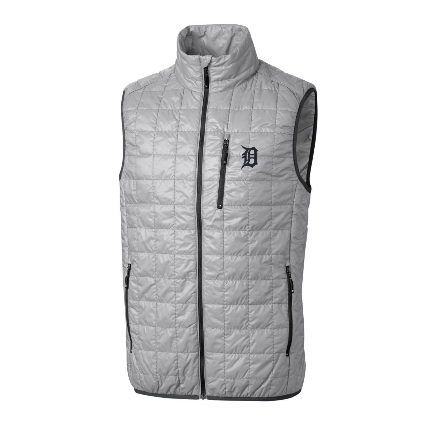 Men's Cutter & Buck Gray Detroit Tigers Big & Tall Rainier Full-Zip Puffer Vest - Image 3