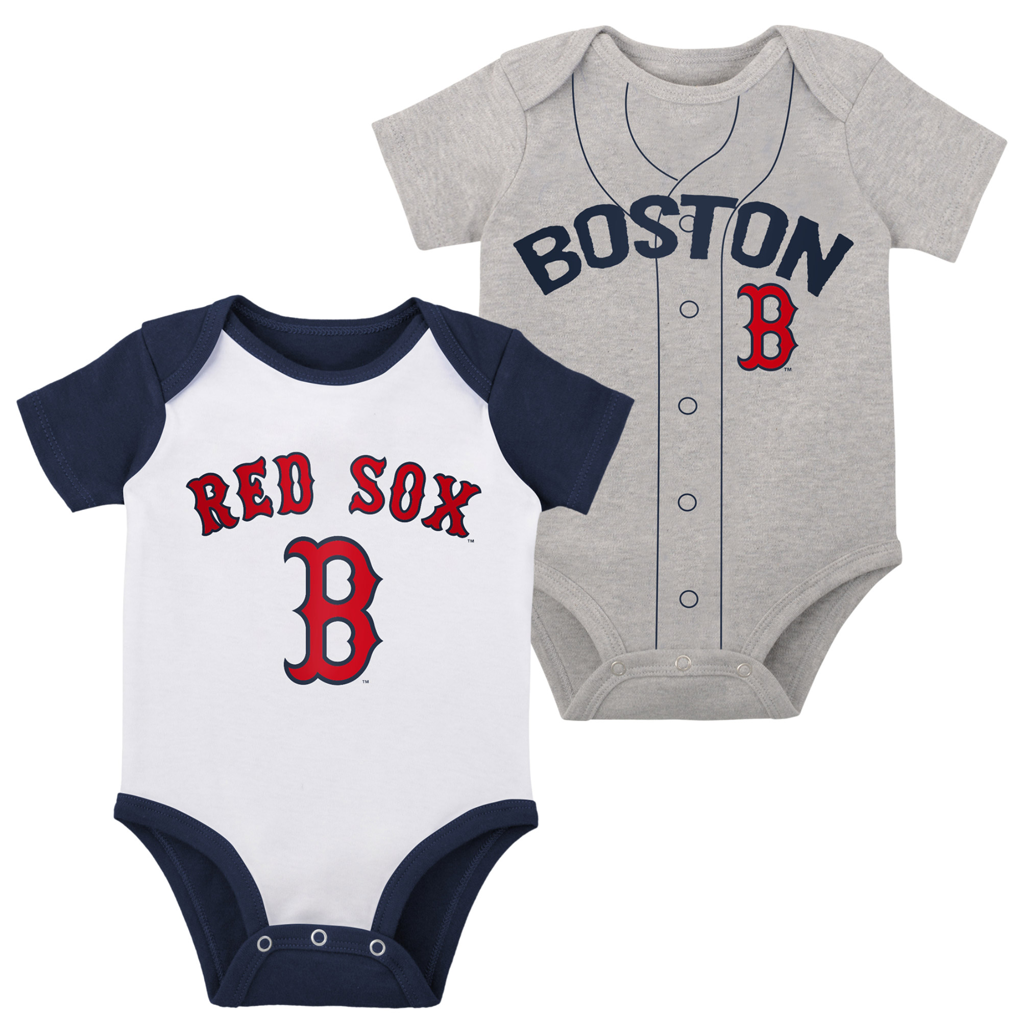 Infant White/Heather Gray Boston Red Sox Two-Pack Little Slugger Bodysuit Set - Image 5