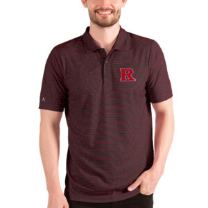 Men's Antigua Heathered Black/Red Rutgers Scarlet Knights Esteem Polo