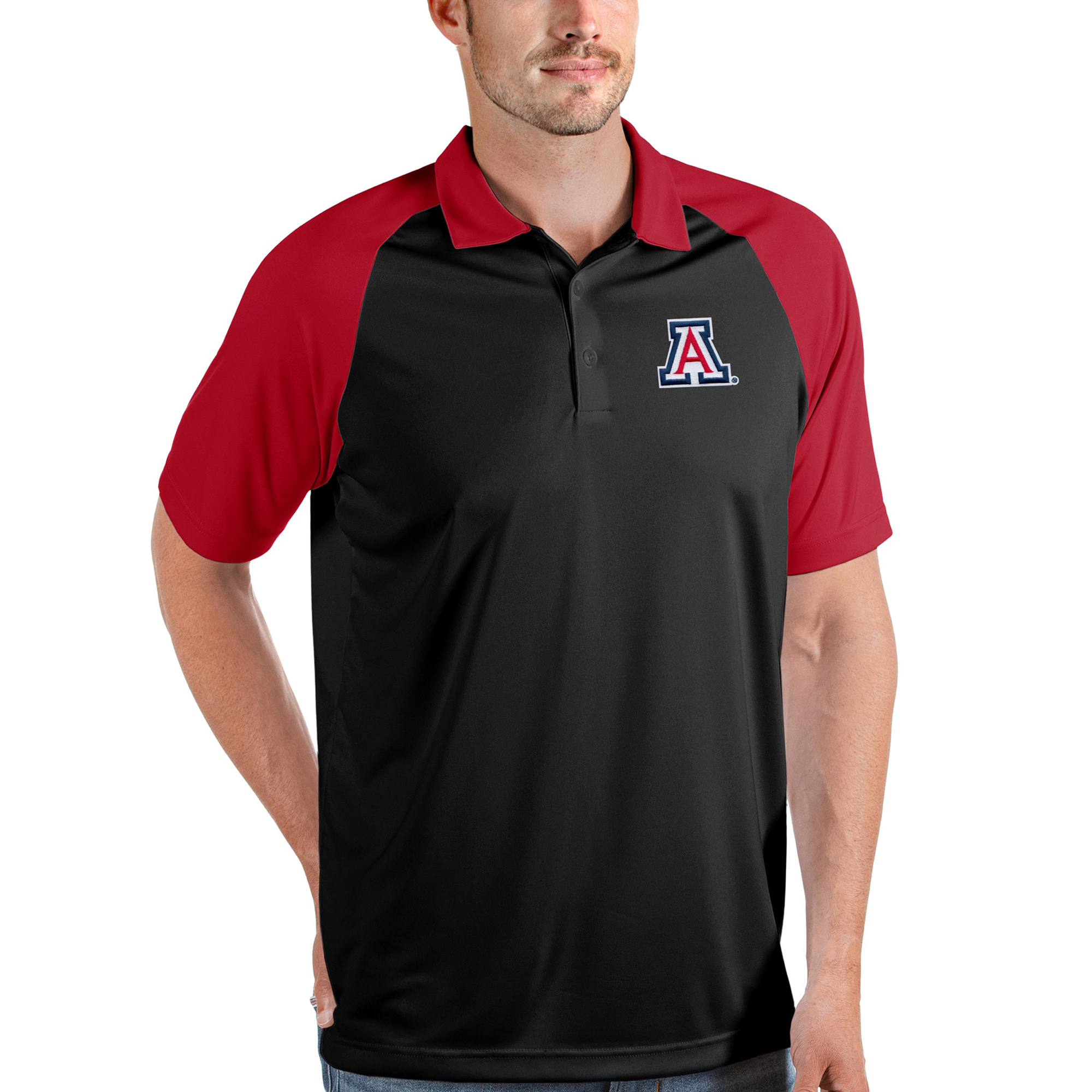 Men's Antigua Black/Red Arizona Wildcats Nova Polo