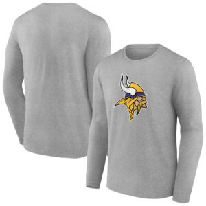 Men's Heather Gray Minnesota Vikings Primary Team Logo Long Sleeve T-Shirt