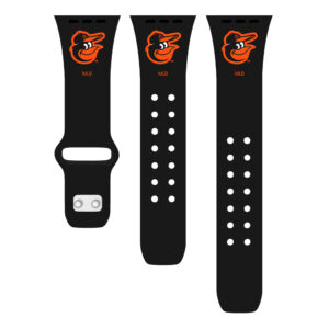 Black Baltimore Orioles Logo Silicone Apple Watch Band