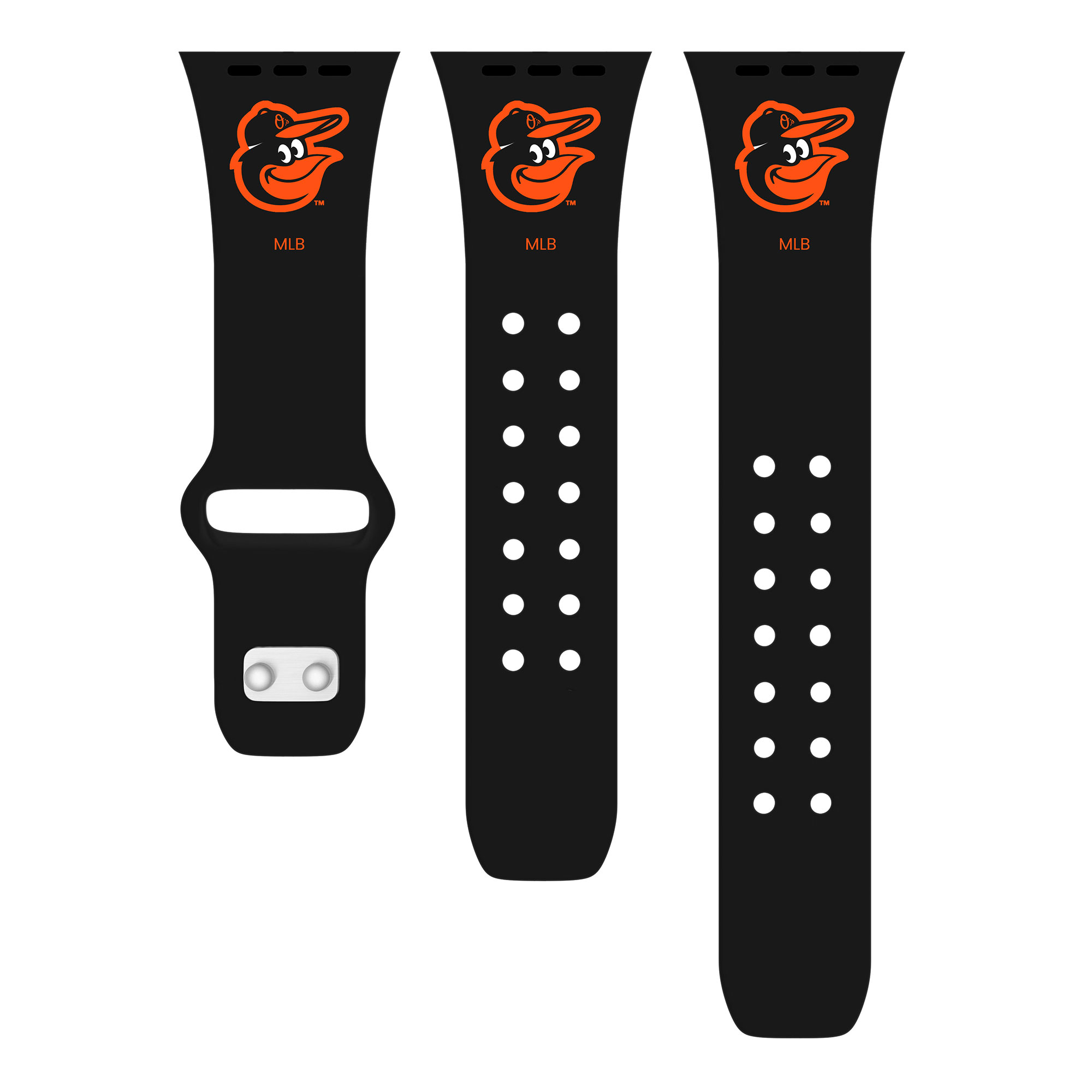 Black Baltimore Orioles Logo Silicone Apple Watch Band
