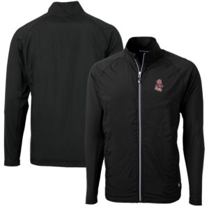 Men's Cutter & Buck Black Washington State Cougars Adapt Eco Knit Hybrid Recycled Big & Tall Full-Zip Jacket
