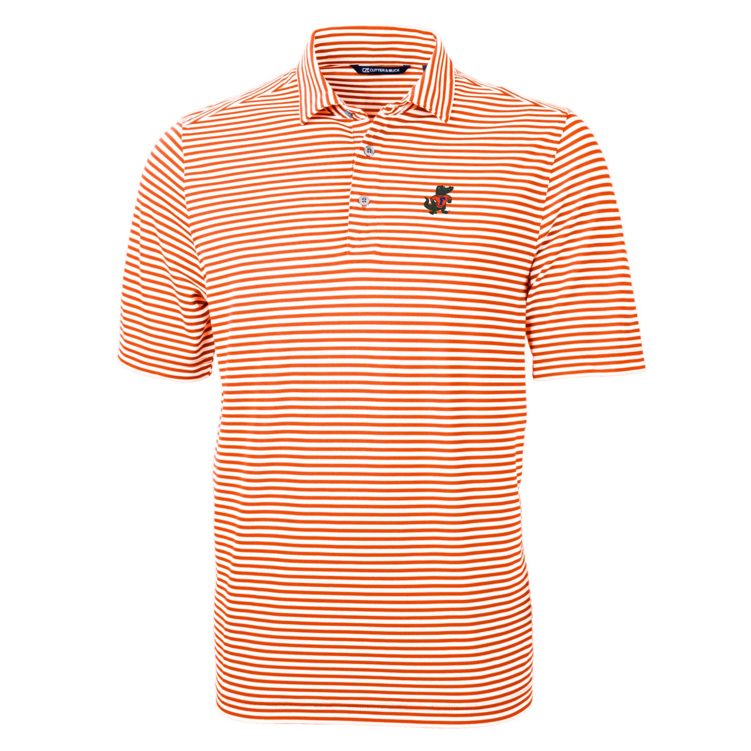 Men's Cutter & Buck Orange Florida Gators Throwback Logo Virtue Eco Pique Stripe Recycled Polo - Image 3