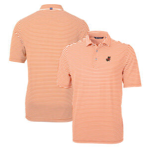 Men's Cutter & Buck Orange Florida Gators Throwback Logo Virtue Eco Pique Stripe Recycled Polo