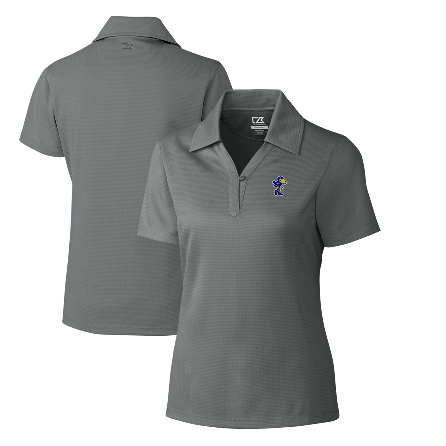 Women's Cutter & Buck Steel Kansas Jayhawks CB DryTec Genre Textured Solid Polo