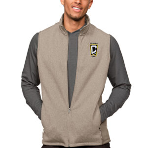 Men's Antigua Oatmeal Columbus Crew Primary Team Logo Course Full-Zip Vest