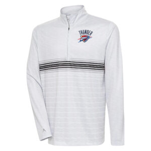Men's Antigua Heather Gray/Black Oklahoma City Thunder Bullseye Quarter-Zip Pullover Top