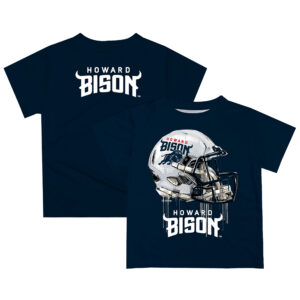 Youth Navy Howard Bison Dripping Helmet T-Shirt