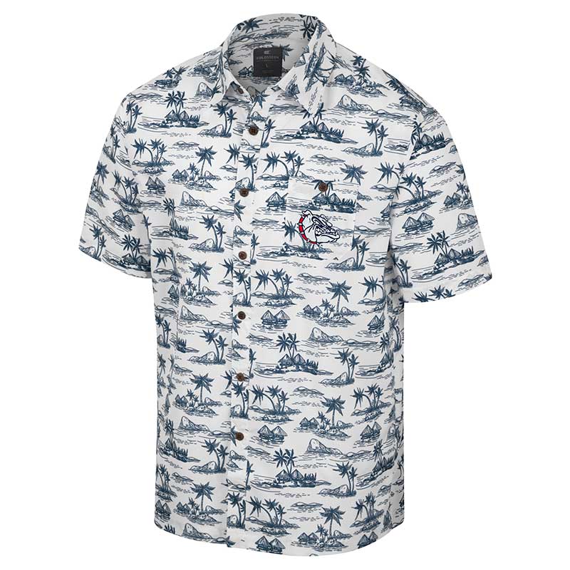 Men's Colosseum White Gonzaga Bulldogs Spontaneous is Romantic Camp Button-Up Shirt - Image 6