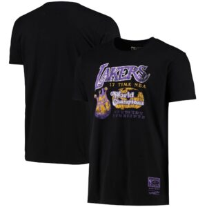 Los Angeles Lakers 16 x World Champions T-Shirt By Mitchell & Ness - Black - Mens