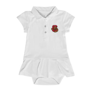 Girls Infant Garb  White Cornell Big Red Caroline Cap Sleeve Polo Dress