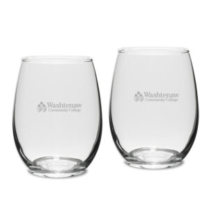 Washtenaw Community College Two-Piece 15oz. Stemless Wine Glass Set