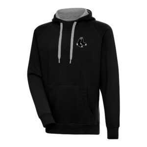 Men's Antigua Black Boston Red Sox Metallic Victory Pullover Hoodie