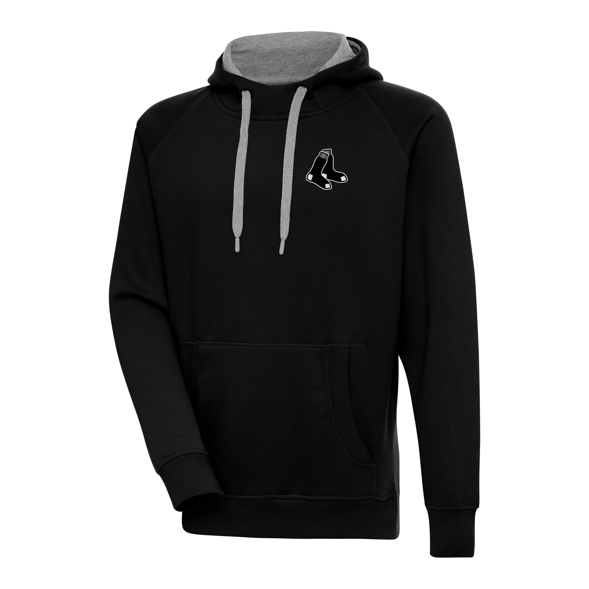 Men's Antigua Black Boston Red Sox Metallic Victory Pullover Hoodie