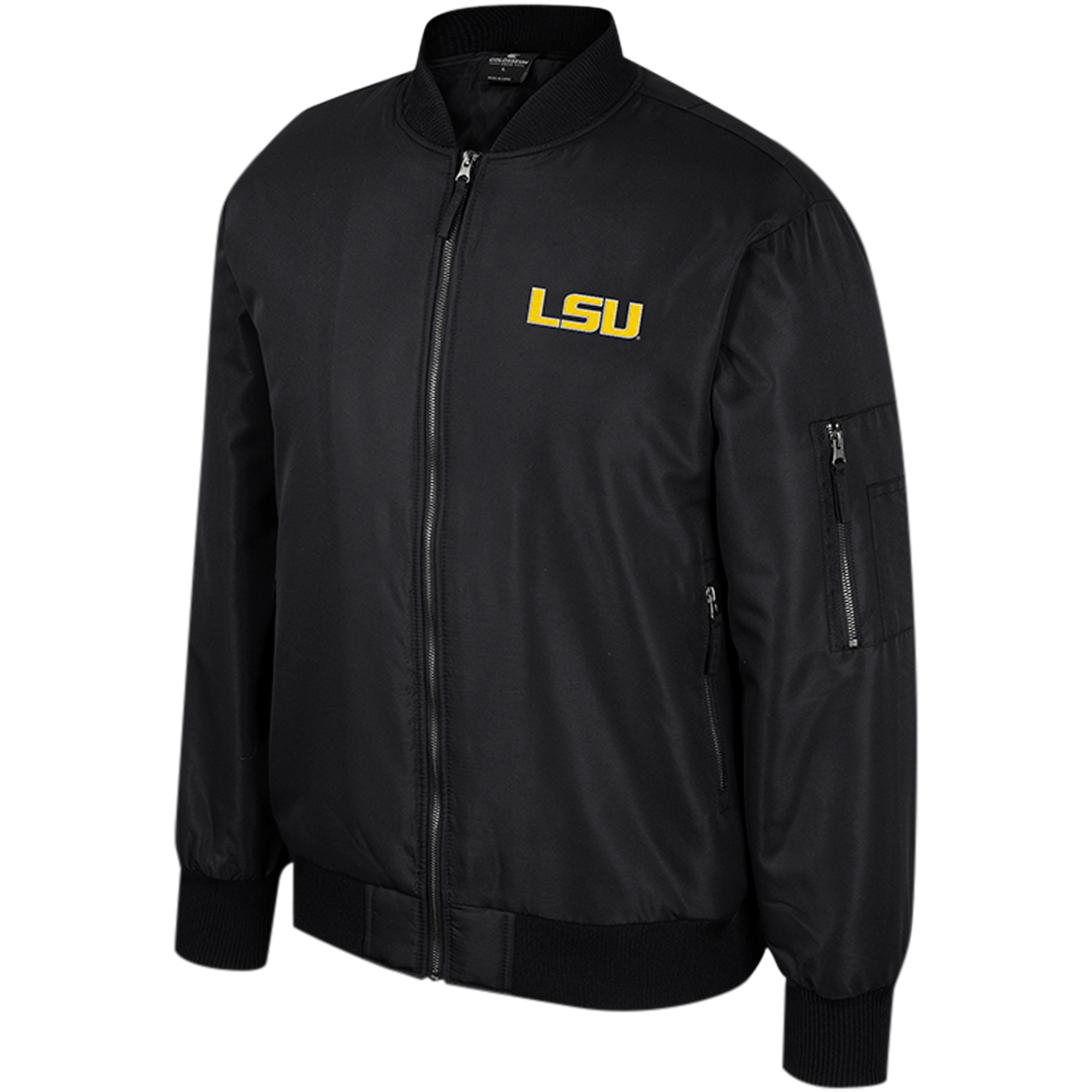 Men's Colosseum Black LSU Tigers Full-Zip Bomber Jacket - Image 3