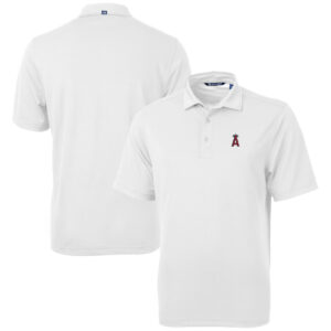 Men's Cutter & Buck  White Los Angeles Angels Virtue Eco Pique Recycled Polo